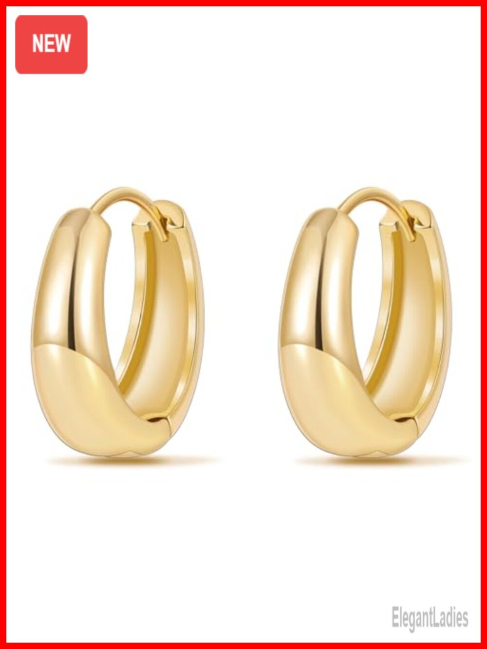 18K Gold Plated Chunky Hoop Earrings for Women Trendy Lightweight